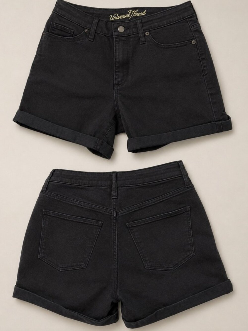 Universal Thread Black Denim Cuffed Jean Shorts NWOT Size 4